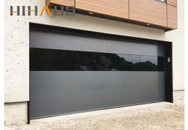 Nuevo modelo de puerta de garaje de vidrio y aluminio de lujo de Hihaus