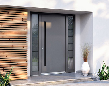 Puerta frontal de aluminio Hihaus Exterior con panel lateral